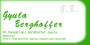 gyula berghoffer business card